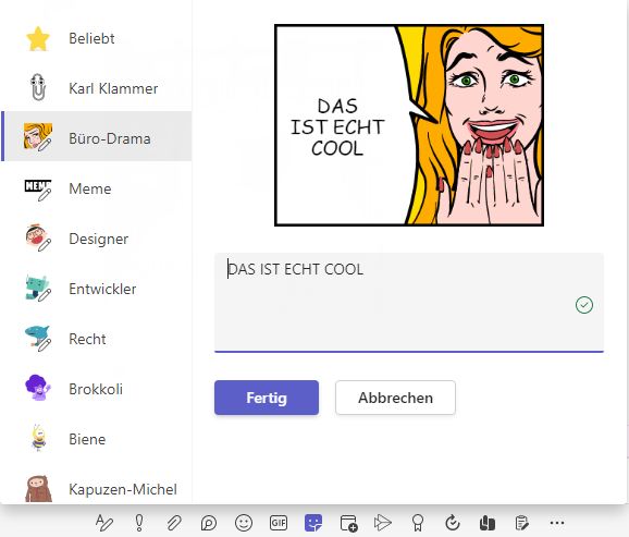 Microsoft Teams Sticker bearbeiten