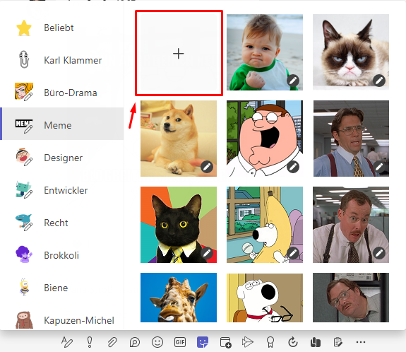 Microsoft Teams eigenes Meme hinzufügen